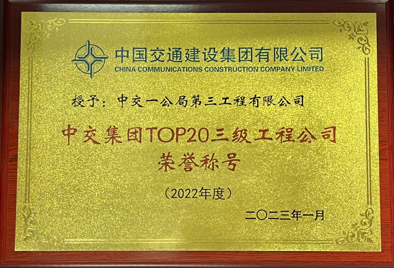 中交集团TOP20三级工程公司